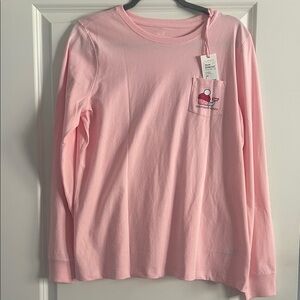 NWT!! Vineyard Vines NWT Pink Long Sleeve Pocket Tee Womens Medium Whale Winter
